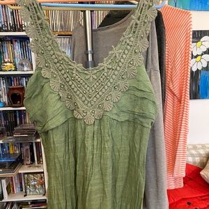 Simply Irresistible Green Beaded Yoke Tank